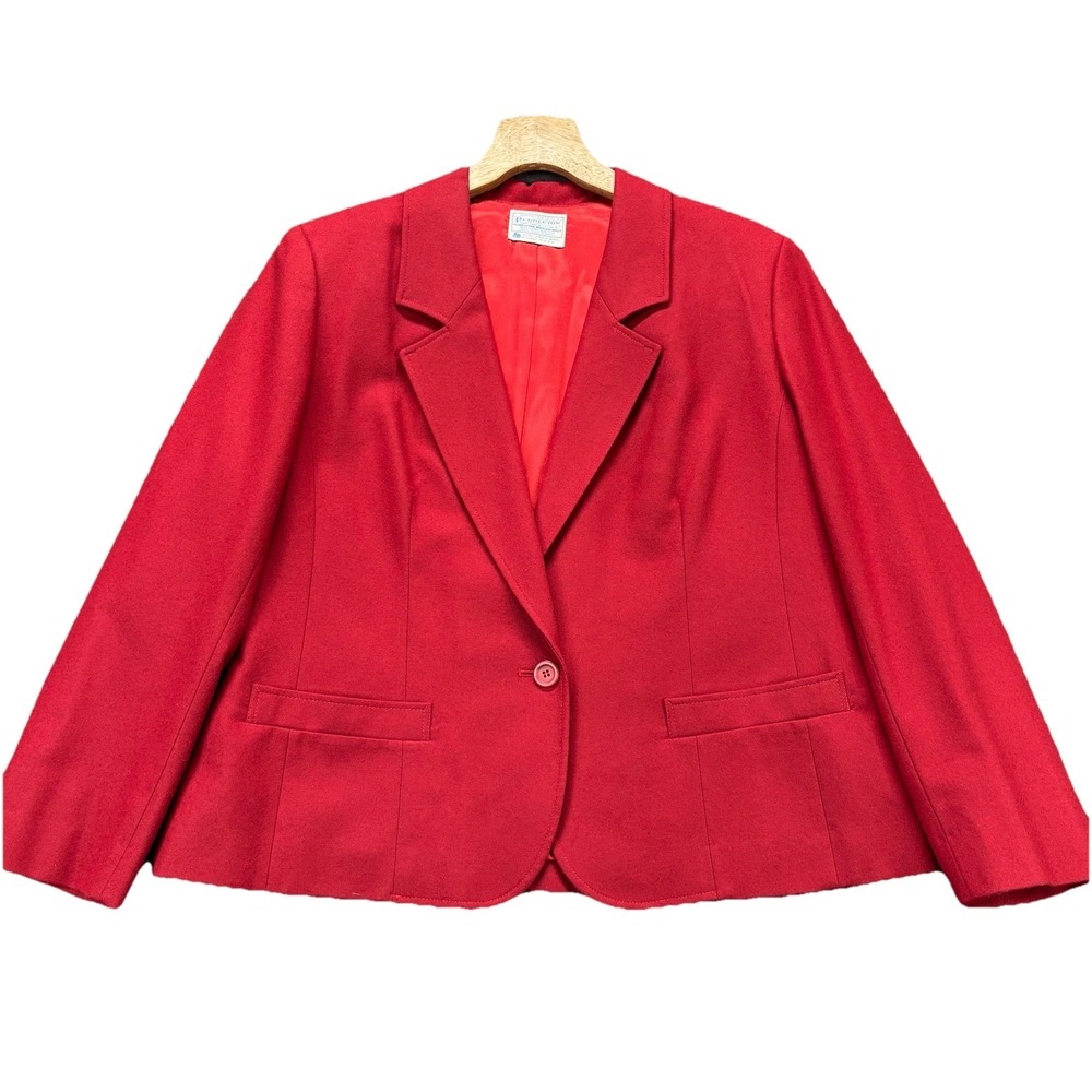 Vintage Pendleton Blazer Jacket Womens 18W 100% Wool Red Lined Made In USA